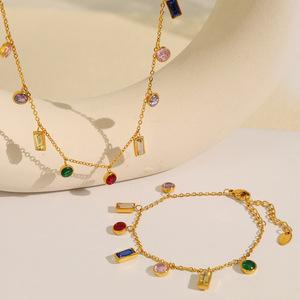 Nuevo Collar con Colgante de Zirconia de Color, Estilo Lujoso y Ligero, Acero Inoxidable, para Mujer, Joyería de Moda, Venta al Por Mayor 2026 - Product Image 2
