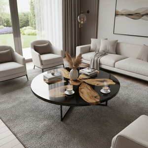 Luxury Modern Handmade Acacia Wood Resin Dining/Coffee Table Waterproof Living Room Retirement Wedding Anniversary Sympathy - Product Image 3