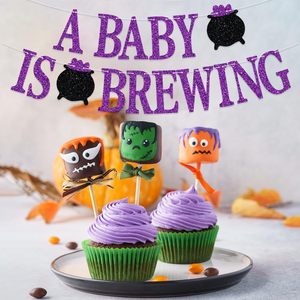 Pancarta de Alta Calidad para Baby Shower de Halloween, <span class=keywords><strong>Feliz</strong></span> Halloween con Bruja, Murciélago, Araña y Calabaza, para Decoración de Habitaciones, Guarderías y Regalos - Product Image 4