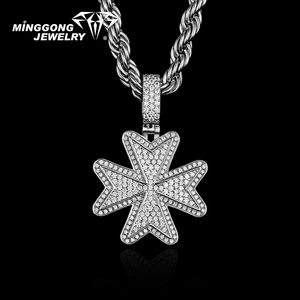 Mới tùy chỉnh S925 Bạc 9K-18K vàng rắn maltese Chéo Mặt Dây chuyền thời trang cổ điển hip-hop vvs moissanite Charms GRA chứng nhận - Product Image 2