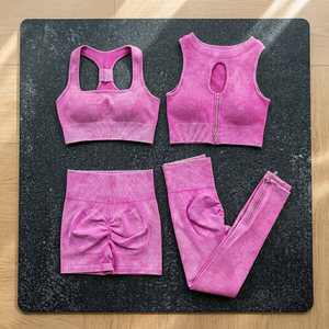 Hot Style Fashion 1 <b>Yoga</b> <b>Pilates</b> Stretch Seamless Ribbed 1Dress Set , 1 skirt set total 3 set - Product Image 3