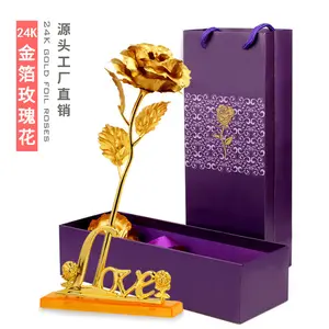 D-24KR001 wholesale price professional manufacturer 24k golden rose flower galaxy rose For Valentine's Day