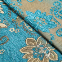 Tissu Textile de canapé pas cher Tissu d'ameublement Jacquard floral bleu lourd pour canapé