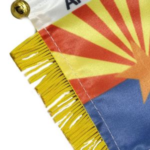 Custom Arizona State Satin Pennant Flag Car Mini Flag <b>Banner</b> With Yellow Tassels - Product Image 6