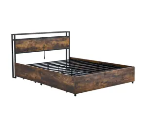 Factory Wholesale Cheap Metal Bed With Drawers And USB Easily Assemble For Home Hotel Apartment