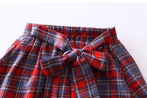 Vêtements pour bébés en gros pour l'été, style décontracté pour filles, t-shirt blanc, ensemble robe à carreaux - Product Image 6