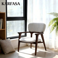 Chaise de loisirs en bois massif nordique, design moderne, confortable, rembourrée en tissu, salon/chambre/maison/bureau/coin lecture