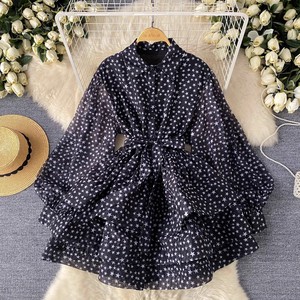 Vestido de Verano de Alta Gama con Mangas Farol <span class=keywords><strong>para</strong></span> <span class=keywords><strong>Mujer</strong></span>, con Diseño de Lazos y Cintura Ajustada, <span class=keywords><strong>Elegante</strong></span> Vestido Estilo <span class=keywords><strong>Pastel</strong></span> - Product Image 3