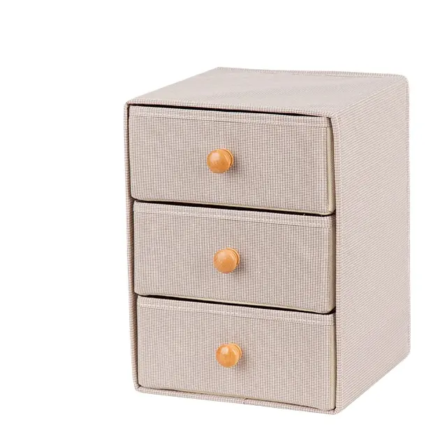 Home Polyester Linen Drawer Storage Box Foldable Wardrobe Fabric Storage Cabinet Drawers 3 Tall Basics Chest for Living Room