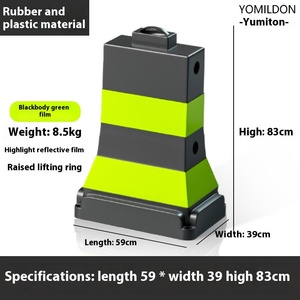 PVC cách ly bến tàu rào cản giao thông đường hình nón linh hoạt hàng rào bảo vệ đường màu Vàng + đen phản chiếu ngựa nước 3m - Product Image 6