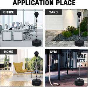 Sac de frappe avec support, sac de <span class=keywords><strong>boxe</strong></span> réflexe, balle de frappe de vitesse pour adultes et adolescents avec 2 poignées d'entraînement et de Fitness pour la maison - Product Image 5