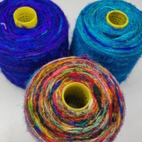 Hilo de Seda 100% de Alta Calidad, Sari Reciclado, Seda de Morera para Tejer y Bordar, Ecológico, Bordado a Mano, Teñido, Venta al Por Mayor