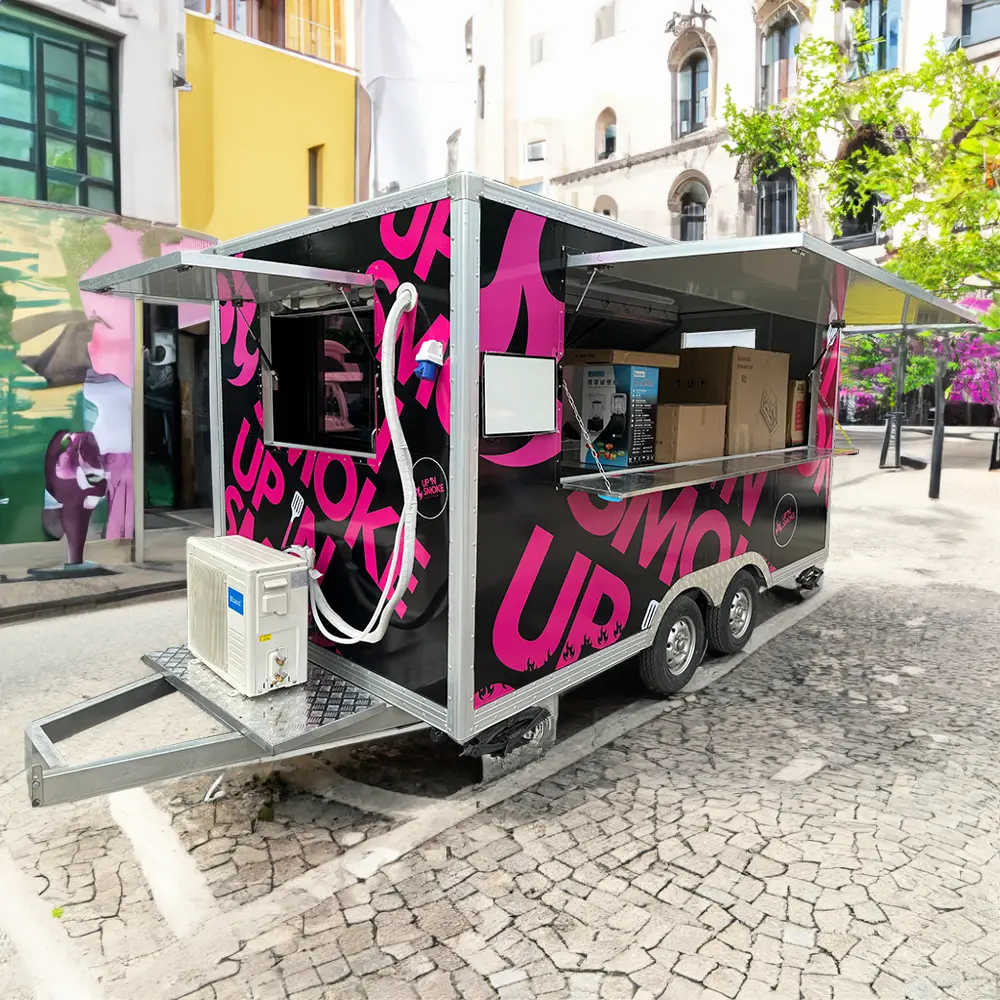 2024 Café Venda Quente Caminhão de Comida Ice Compra Reboques Caminhão de Comida Móvel Trailer de Carrinho de Comida