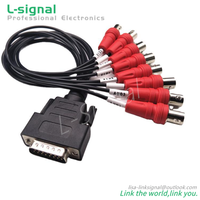 Adaptateur de câble vidéo D Sub DB 15 mâle vers 8 BNC femelle pour système de surveillance CCTV