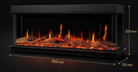 Cheminée électrique holographique ultra-réaliste moderne en métal autoportante de 1000 mm avec flamme LCD et télécommande pour maison et hôtel