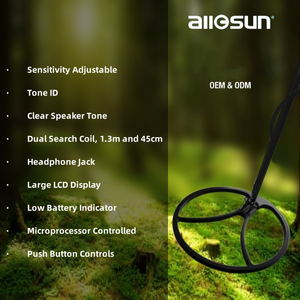 Détecteur de métaux à induction pulsée ALLOSUN AR6, étanche, en plastique, pour l'underground, trois bobines, IP68, 12 heures d'autonomie, 16V/2Ah - Product Image 6