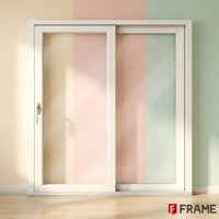 Fenêtre coulissante moderne classique blanche en PVC-U à triple battant avec grilles internes, profil mince et plat, système de construction intégré avec moustiquaire