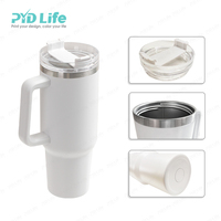 Vaso Térmico de Viaje PYD Life de 40oz con Logo Personalizado, Recubrimiento en Polvo, Taza de Acero Inoxidable de Doble Pared de 40oz con Asa de Plástico Extraíble