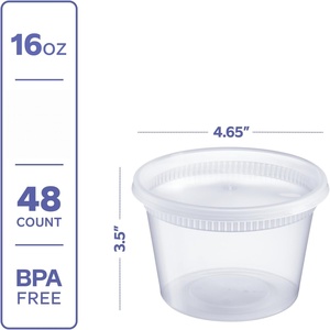 Vaso Redondo Desechable Ecológico de Plástico PP de 16oz/24oz, Apto para Microondas, para Almacenamiento de Alimentos y Bebidas, para Sopa y Otras Bebidas - Product Image 2