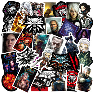 50 pièces Pop jeu le sorceleur dessin animé Graffiti autocollants pour ordinateur portable jeux Console étanche sorcière TV autocollant - Product Image 1