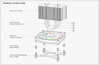 Ventilador de CPU con 4 Tubos de Calor de Cobre, 4 Pines, 12V, con Rodamientos de Bolas y Control Inteligente de Temperatura, Compatible con Intel LGA Gaming