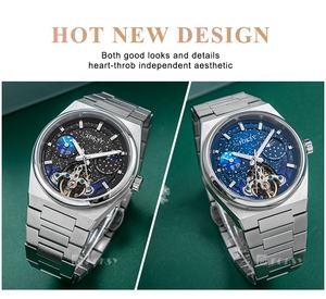 Montre automatique pour homme, design OEM avec mouvement Tourbillon, Phase <span class=keywords><strong>de</strong></span> <span class=keywords><strong>lune</strong></span>, Logo personnalisé - Product Image 4