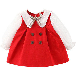 Vêtements de Nouvel An pour bébé, mini robes pour enfants, robes de princesse rouges pour filles, provenant de la vente en gros - Product Image 1