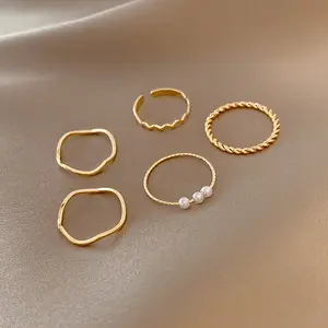 Fashion Jewelry Rings Set Metal Hollow Round Opening Women Finger Ring For Girl Lady Party Wedding Gifts