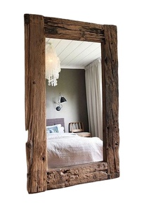 Simple antique living room decor natural rustic home vintage recycled wood framed wall art <strong>craft</strong> <strong>mirror</strong> - Product Image 2