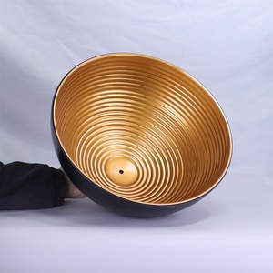 Joyinled 15英寸黑金金属吊灯，大胆纹理哑光黑色圆顶手工贴金箔吊灯 - Product Image 5