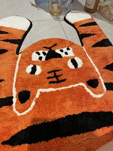 Tapis fait à la main pour salon, grande taille, accessoire de couleur noire personnalisé, shag, imprimé d'animaux, tigre tibétain - Product Image 5