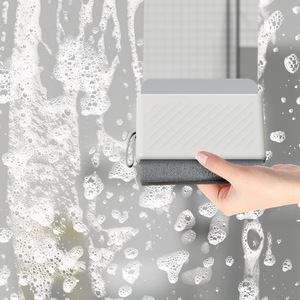 Window Cleaner Squeegee With Microfiber Cloth For Glass And Bathroom Surfaces Rectangle Shape White Plastic Manual Use - Product Image 2