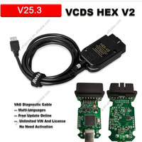 Herramienta de Diagnóstico Multi-idioma Real Hex V2 VCDS 25.3 con Chip ARM STM32F429, Actualización en Línea, Licencia VIN Ilimitada para VW, Audi y Skoda