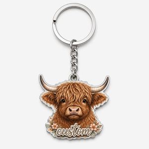 Porte-clés personnalisés en gros en forme de vache, porte-clés animaux, souvenirs de voyage culturels des Highlands, pour les magasins de détail agricoles - Product Image 3