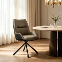 Chaise de salle à manger pivotante en cuir bicolore, chaise d'appoint rotative à 360 degrés avec pieds en métal noir en forme d'étoile pour la salle à manger moderne