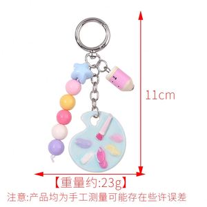 Cute Palette Plastic Keychain Colorful Beaded Artistic Pendant Lovely <b>Girly</b>-Style Creative Bag Charm & <b>Gift</b> - Product Image 3