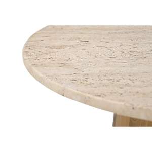 Table d'appoint en marbre travertin italien et bois de manguier massif, 100% fabriquée à la main, design moderne, table basse personnalisable pour la chambre à coucher - Product Image 4