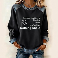 2027Kaos Sweatshirt Wanita Model Longgar Kerah Bulat Motif Sapi 3D Lucu, Desain Waffle, Impor Terbaru