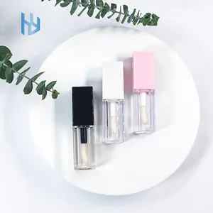 낮은 MOQ 스퀘어 5ml 핑크 화이트와 블랙 립글로스 튜브 사용자 정의 로고 빈 립글로스 튜브 화장품 포장