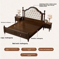 Lit superposé rembourré en acajou de style campagnard américain vintage, taille Queen, avec rangement, design minimaliste pour chambre principale, usage domestique