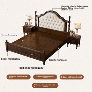<span class=keywords><strong>Cama</strong></span> litera tapizada de estilo rústico americano vintage de caoba tamaño queen con almacenamiento, diseño <span class=keywords><strong>minimalista</strong></span> para dormitorio principal y uso doméstico - Product Image 4