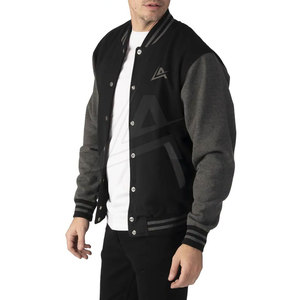<b>Men's</b> High Street Style Letterman <b>Jacket</b> New Design Solid Color Warm Streetwear with Stand Collar Made From Canvas Fabric - Product Image 3