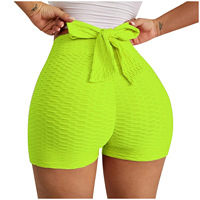 Short élastique avec nœud papillon pour femme, collant de Fitness, de Yoga, taille haute