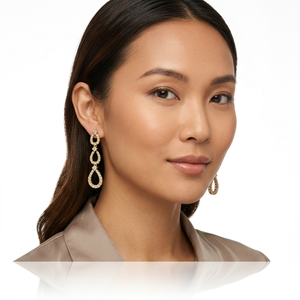 Round Cut Natural <b>Diamond</b> Teardrop <b>Dangle</b> Ladies <b>Earrings</b> 1.60 Cttw 925 Sterling Silver Yellow Plated Prong Set Trendy Wholesale - Product Image 2