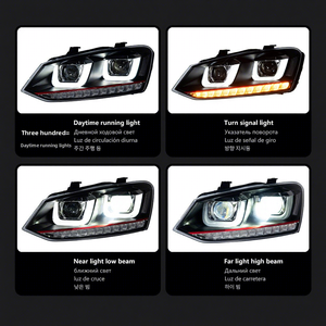ชุดไฟหน้ารถยนต์โปโล ปี 2011-2018 รุ่น 12v 55w แบบดัดแปลงเลนส์คู่รูปตัวยู พร้อมไฟเลี้ยวแบบไหล และไฟเดย์ไลท์ ดีไซน์คู่รูปตัวยู - Product Image 4