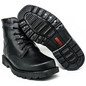 Bottes d'hiver pour homme en cuir véritable doublées de laine, bottes tactiques à tige haute, noires, talon moyen, couleur unie - Product Image 3