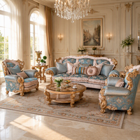 Ensemble de canapés de luxe européens avec cadre sculpté orné, couleurs personnalisables, rembourrage classique pour salon, intérieur de villa