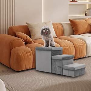 Interior portátil plegable gato casa mascota perro 3 escalones escaleras con almacenamiento para cama alta - Product Image 2