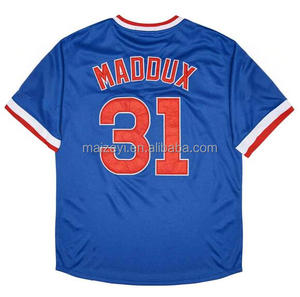 Maillot de baseball de meilleure qualité cousu sur mesure #31 Maddux American Throwback épais - Product Image 5