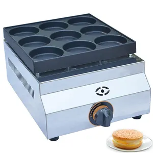 Machine à crêpes à hamburger 9 trous à gaz GPL Machine à fabriquer des gâteaux sur roues